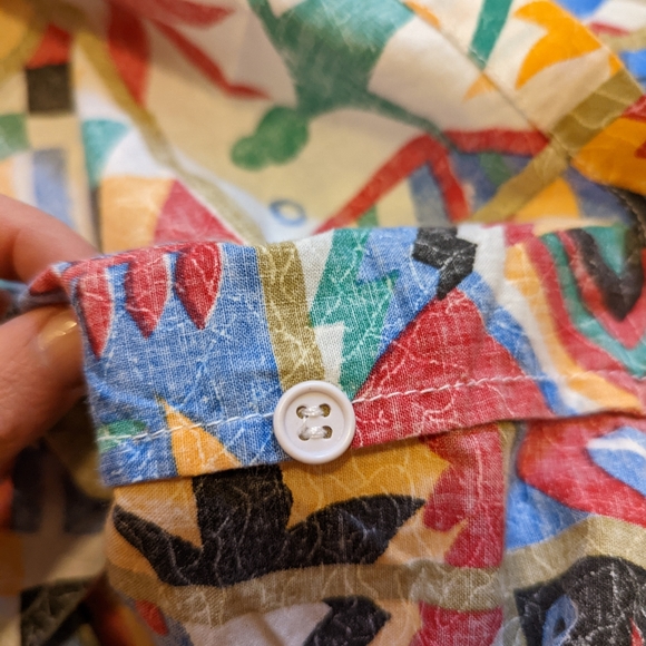 Vintage colorful tribal print button down cotton top size small - Picture 8 of 8